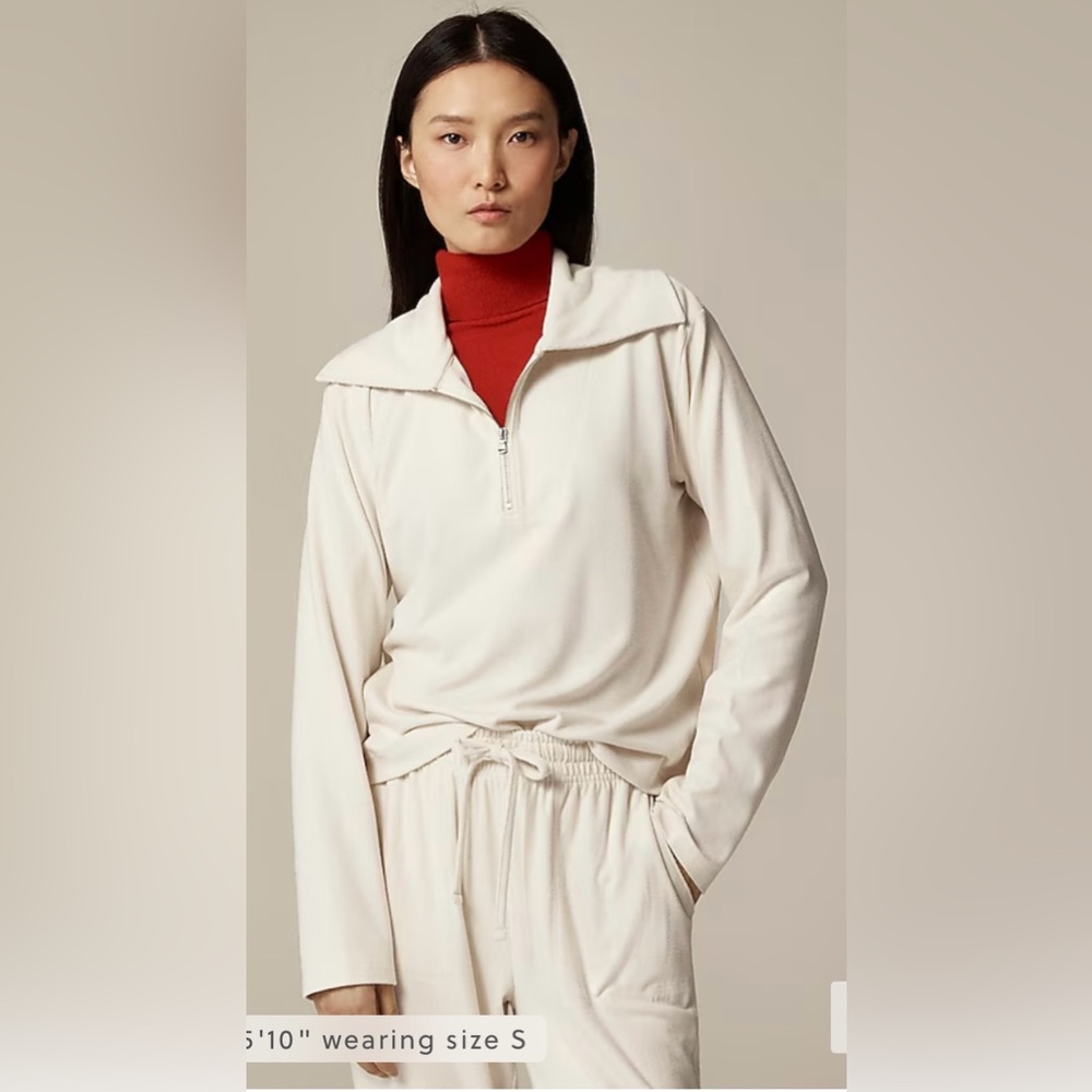 J.Crew Soft rib quarter-zip top in natural